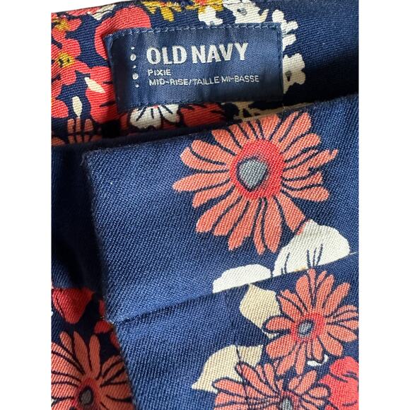 🍁 BUNDLE ONLY - 5/$15  Old Navy Floral Ankle Trousers, Navy Blue:Orange, size 8 - Picture 3 of 4